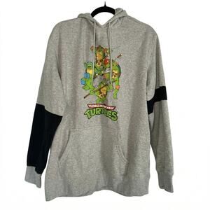 Nickelodeon TMNT Grey Black Colorblock XL 90s Cartoon Graphic Hoodie